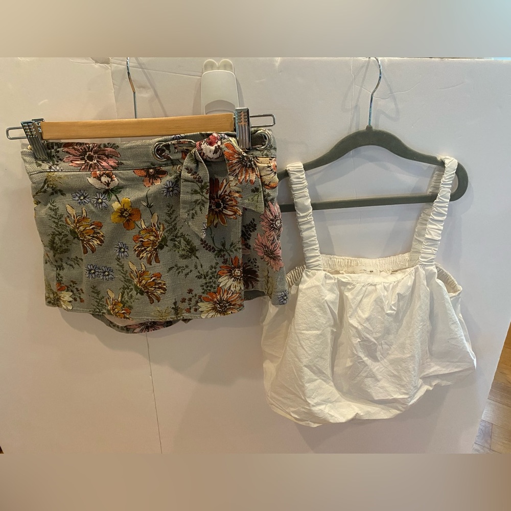 ZARA crop top for girls size 13/14 and Mango skirt/shorts 8/10